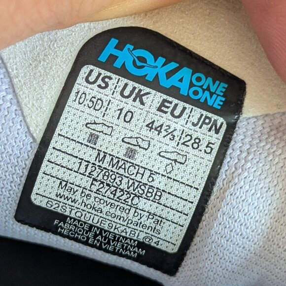 HOKA ONE ONE Mach 5 Men’s Running Shoes, Size 10.5D, White - Picture 10 of 10